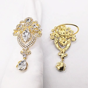 Custom Rhinestone Folding Design Gold Plated Elegant Crystal Jewelry Rhinestone Napkin Ring