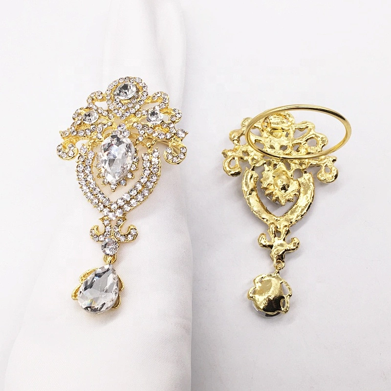 Custom Rhinestone Folding Design Gold Plated Elegant Crystal Jewelry Rhinestone Napkin Ring