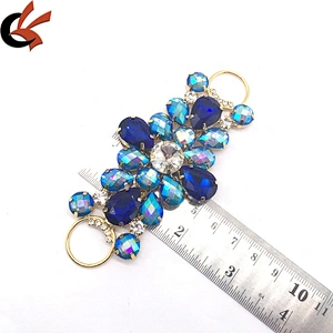 New Customize Design Fashion Blue Collection Sew On Glass Rhinestone Bikini Connector