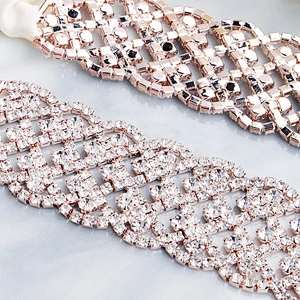 2020 hot sale Luxury custom rhinestone appliques rhinestone ribbon belt