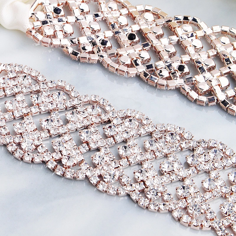 2020 hot sale Luxury custom rhinestone appliques rhinestone ribbon belt