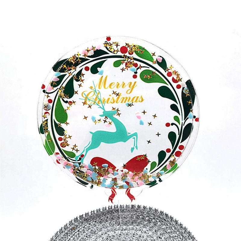 2020 New Arrival Merry Christmas and Happy New Year Glitter Acrylic  Cake Topper