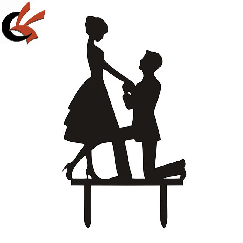 MR & MRS Cake Topper Proposal Customize-Acrylic Silhouette Wedding Cake Topper