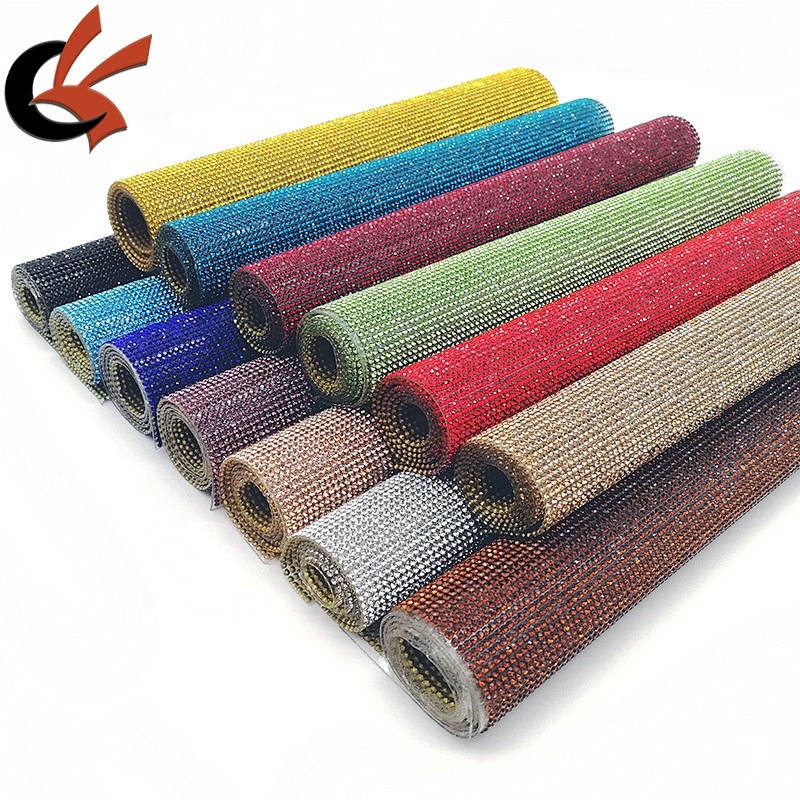 24x40cm hot fix crystal rhinestone mesh adhesive rhinestone sheets