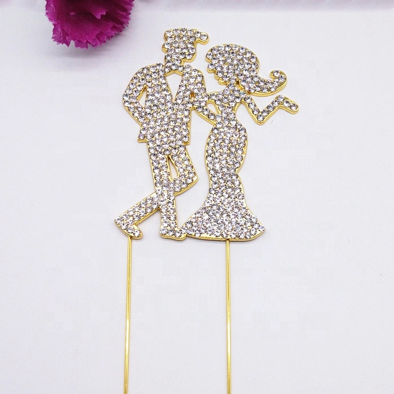 New Design sparkle couple rhinestone wedding cake topper for cake decoration