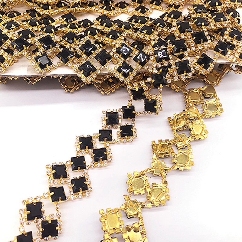 Wholesale Handmade Wedding gold diamond waist Appliques Trim for  Bridal Belt