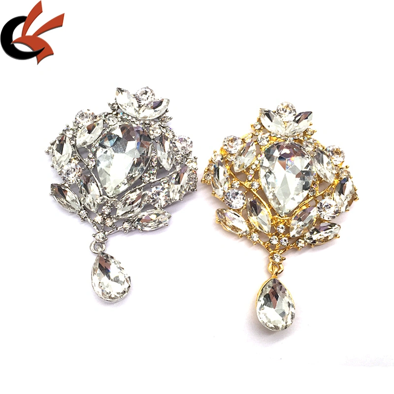 Luxury alloy corsage jewelry crown rhinestone brooch collar crystal brooch pins for women dress shirt