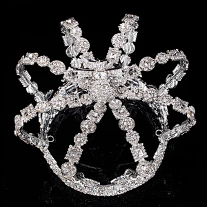 Popular King Crowns Adult Prince Men Birthday Prom Kings Costume Full Round Metal Crystal King's Crown