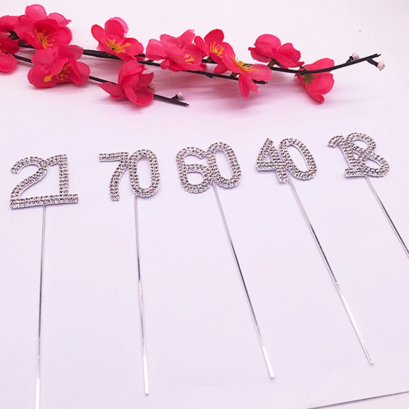 Vintage Rhinestone Number Wedding Cake Topper for Party Cake Decoration