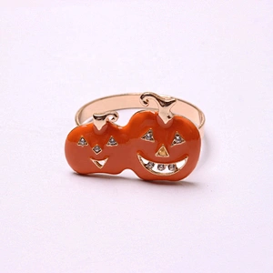 New Wholesale Bulk Weddings Party Occasions Halloween Design Table Napkin Accessories Smiling Pumpkin Engraved Napkin Ring