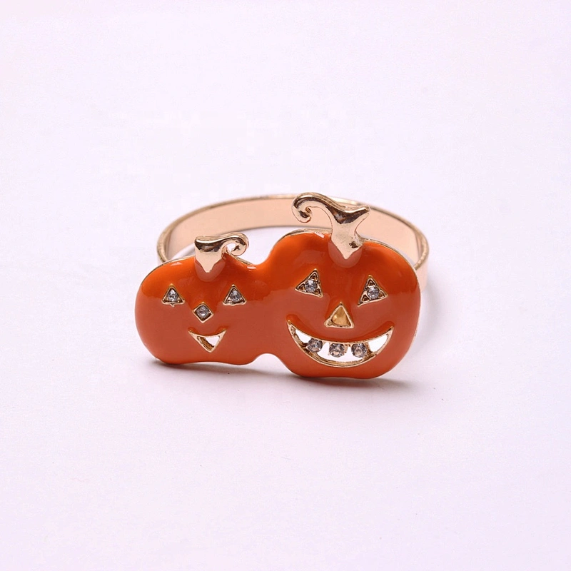 New Wholesale Bulk Weddings Party Occasions Halloween Design Table Napkin Accessories Smiling Pumpkin Engraved Napkin Ring