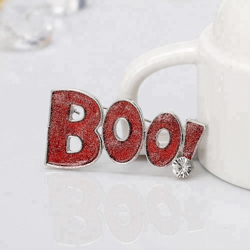 Black,Red,White  BOO! Glitter Enamel Halloween Brooch Pin