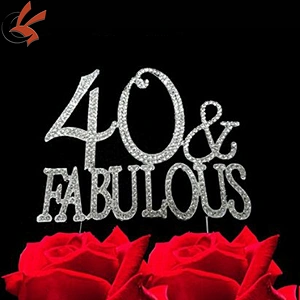 40 & Fabulous Cake Topper for 40th Birthday Party Decoration Supplies (Gold)