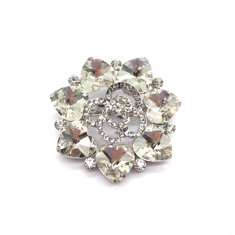 Cheap Top Sell Wholesale Luxury Fashion Glass Crystal Magnet Flower Brooch Pin
