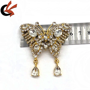 Factory wholesale butterfly crystal rhinestone brooches for wedding decoration