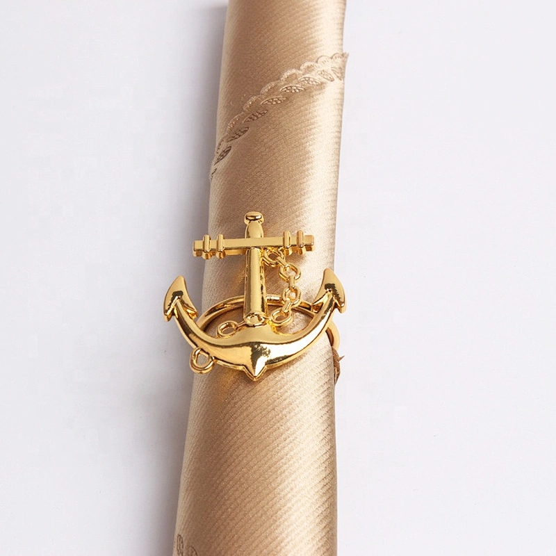 New model customize color ocean theme restaurant table decorative corsairs anchor shaped napkin ring