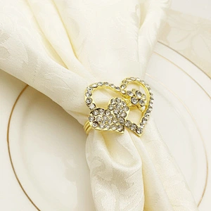Hotel Dinnerware  heart style Napkin Rings Crystal Rhinestone Napkin Rings Gold Napkin Rings Wedding