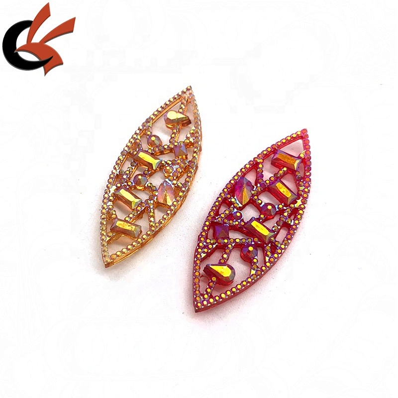 AB colors eye shape hollow resin rhinestone for garment decoration