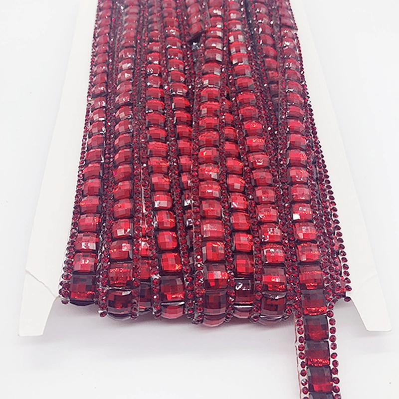 fashion  design hot fix resin stones ribbon bridal rhinestone chain banding trimming by the yard