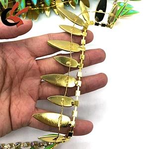 Fashion Neon green drops with AB coating resin rhinestone tassel chain trimming