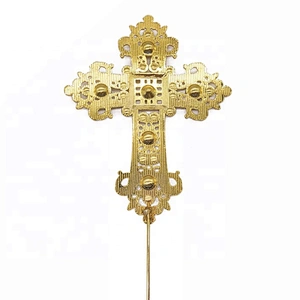 Religious Wedding Baptism Christening Decorative Gold 9.5*11.8cm Crystal Rhinestone Cross Cake Topper