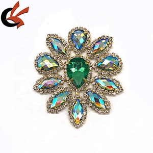Gold Green AB Crystal Rhinestone Diamante Motif Applique Sew on for DIY Carnival