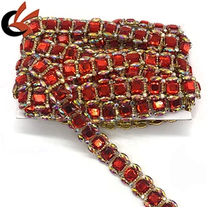 crystal rhinestone gold cup chain trims costume fashion Applique