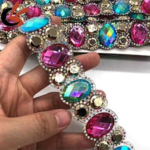 Customization fashion style heat transfer rhinestone chain trim hot fix tape trimming