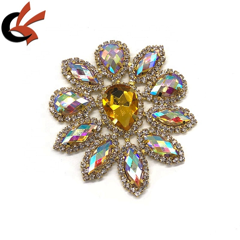 beautiful yellow AB crystal diamante rhinestone appliques embellishment