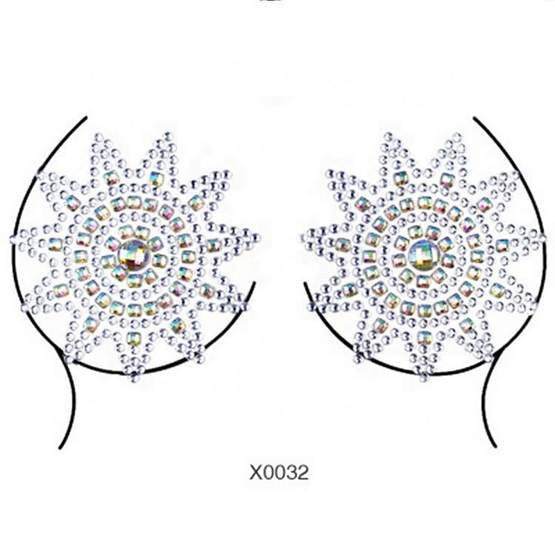 Customized New products crystal nipple sticker Colorful Breast Jewels rhinestone Tattoo Sticker for Rave Party