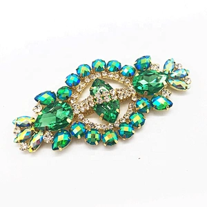 Wholesale fashion rhinestone resin applique trim flatback green series lace applique
