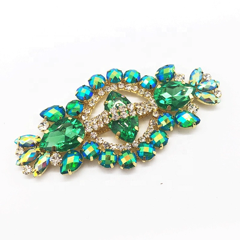 Wholesale fashion rhinestone resin applique trim flatback green series lace applique