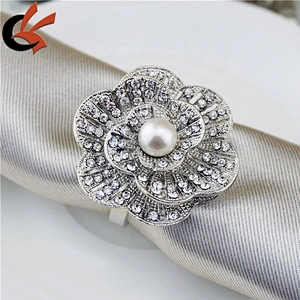 Wholesale Crystal Flower Rhinestone Table Decor Wedding Napkin Ring