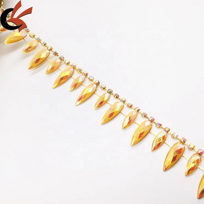 DIY Rhinestone Chain Carnival Costume Applique Sewing Trims AB Resin Rhinestone Trimming for sale
