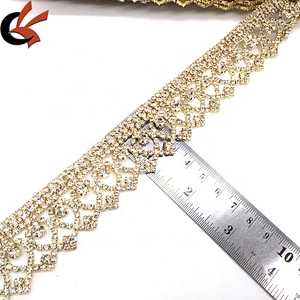 New product 2021 high quality wholesales crystal jewelry fashion gold plating fringe rhinestone trims