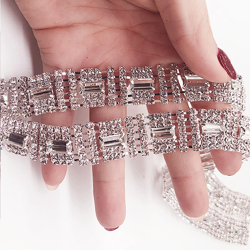 Fashion Wedding dress sparkle clear crystal glass rhinestone trimming rolls