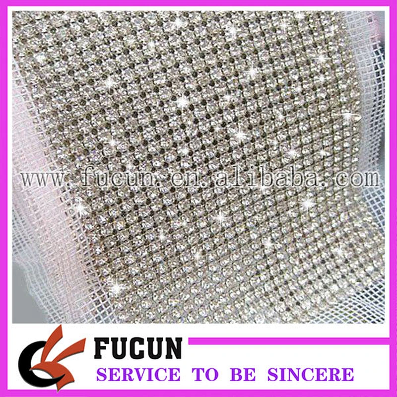 Crystal Rhinestone Trim Banding Silver white netting