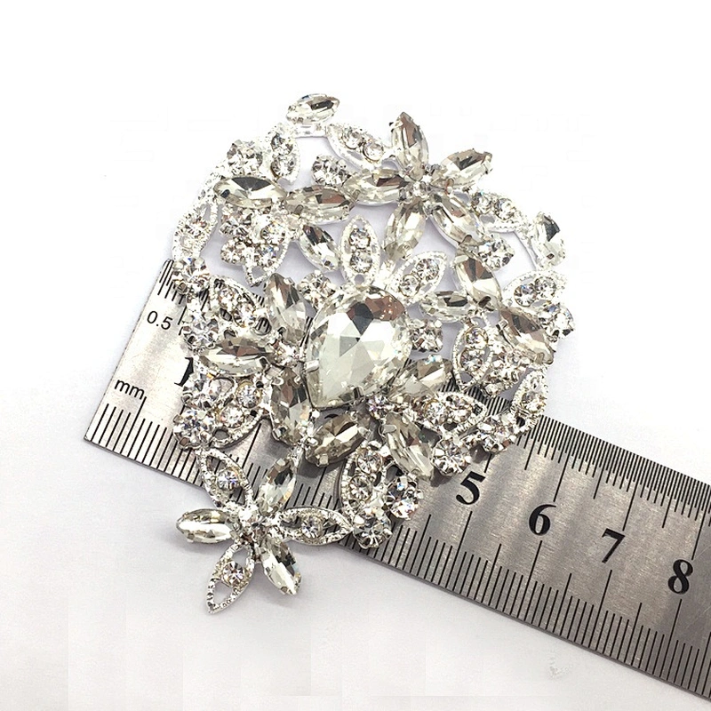 Wholesale Wedding Gown Bridal Sash Evening Wear Diamond Non Hot Fix Design Patch Flower Rhinestone Applique