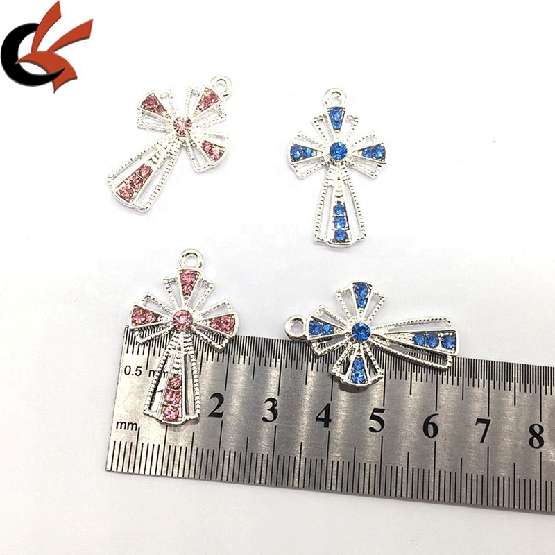 Custom Cross Design Crystal Boy & Girls Rhinestone Button For Garment Accessories Necklace Pendant Buckle