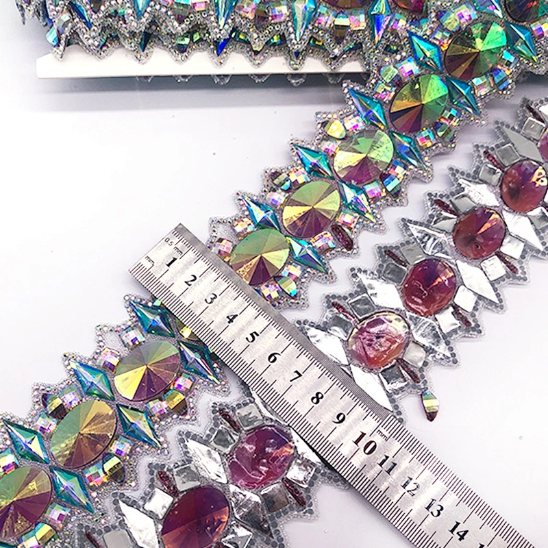 New arrival Hot fix Rhinestone Trim Sheets Iron On Rhinestone Mesh Strass Mix Color