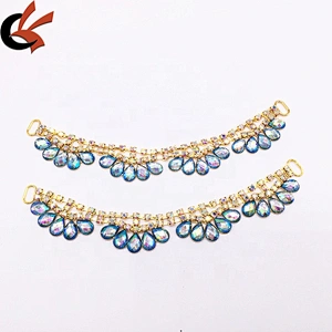 factory wholesale fashion new product ab blue hanging pave bikini connector/rhinestone connector for swimwear