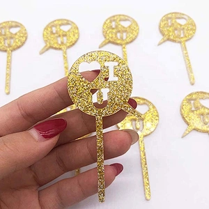 Wholesale Glitter Cake inserted card Cupcake topper