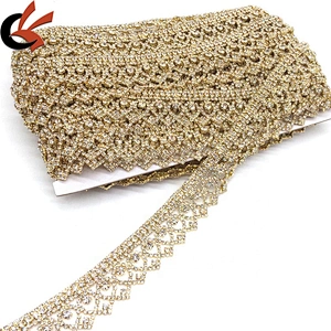New product 2021 high quality wholesales crystal jewelry fashion gold plating fringe rhinestone trims