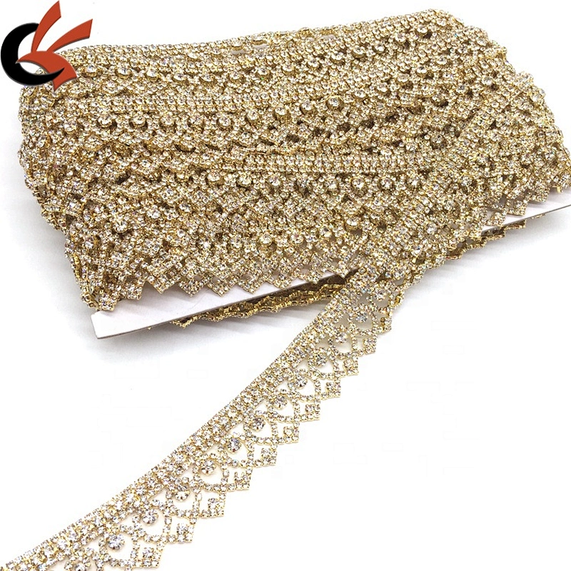 New product 2021 high quality wholesales crystal jewelry fashion gold plating fringe rhinestone trims