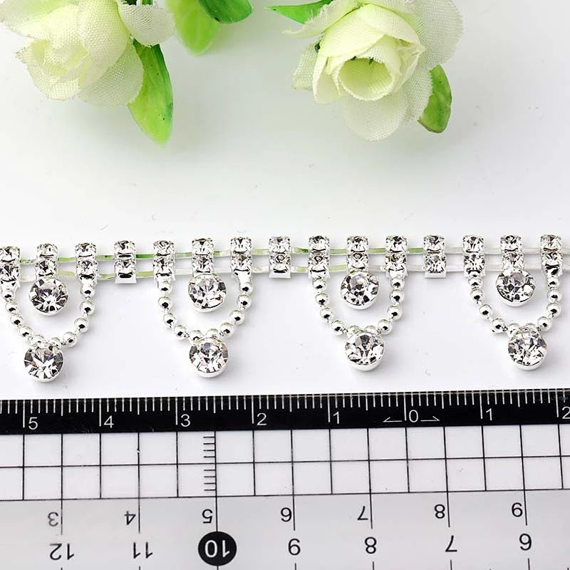 popular design glass rhinestone diamond chain trimming in bulk for garment