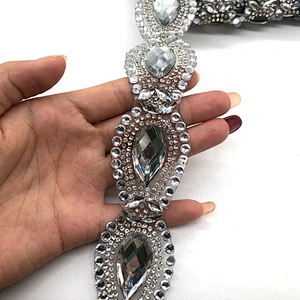 Fashion Sewing Trim Hot Fix Resin Rhinestone Ribbon crystal chain for Dresses Shoes decoration