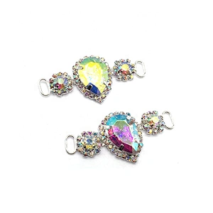 Silver AB Bikini Buckle Accessories Clear Crystal Swimwear Rhinestone Connector For Bikini Set