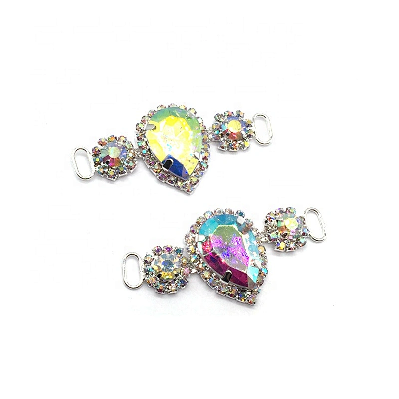 Silver AB Bikini Buckle Accessories Clear Crystal Swimwear Rhinestone Connector For Bikini Set