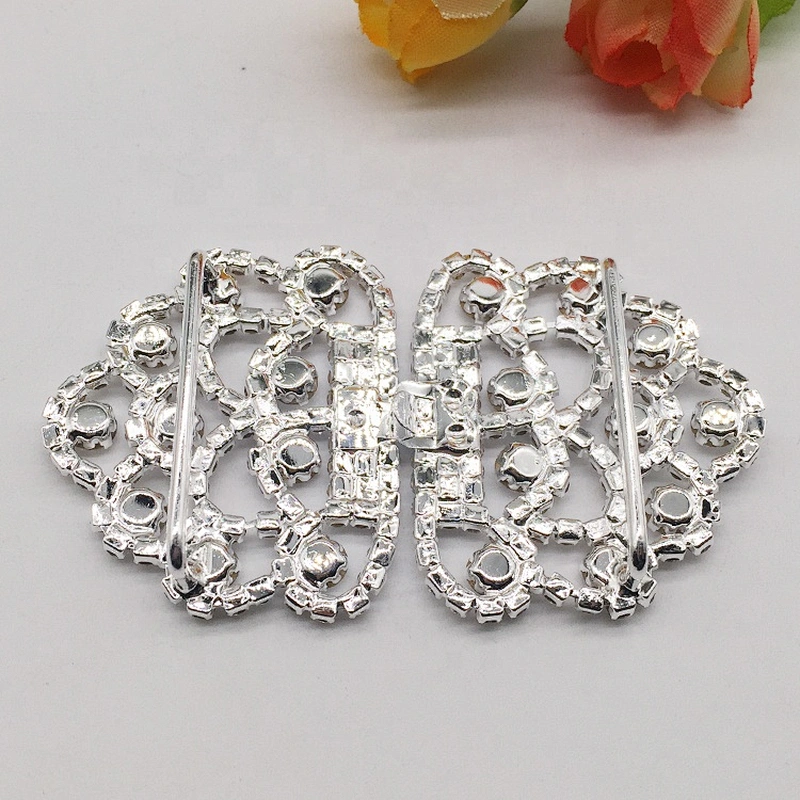 wholesale two parts chair sash rhinestone ribbon buckle for wedding invitation