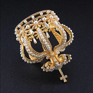 2020 new design Rhinestone Pearl Full circle Crown for man